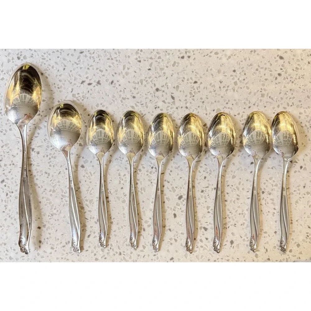 9 Pc Set Of Spoons 1961 GAIETY Silverplated Wm Rogers & Son #8619